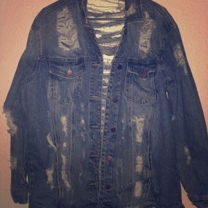 Ripped oversized denim jacket